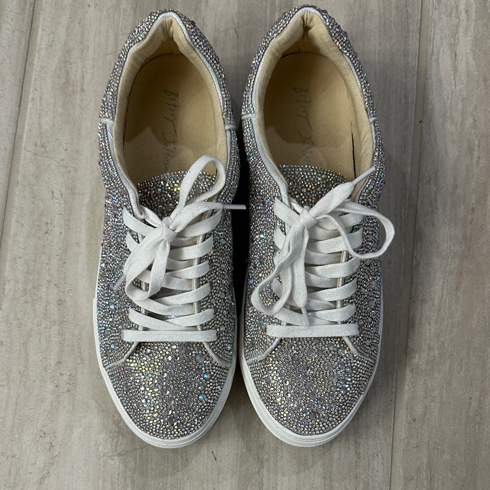 Betsey Johnson Glittering Silver Sneakers 10M